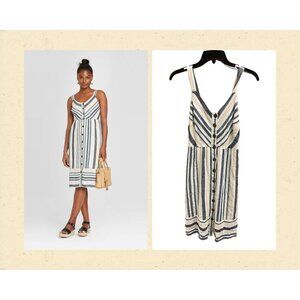 Women's Striped Sleeveless Button-Front Sun Dress - Universal Thread Blue XS